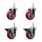 Service Caster 4 Inch Red Polyurethane Wheel Swivel 58 Inch Threaded Stem Caster Set 2 Brakes SCC SCC-TS20S414-PPUB-RED-58212-2-PLB-2 - alternate 1
